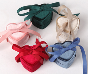 Simple Heart Shaped Velvet <b>Ring</b> <b>Box</b> with Soft Lining for Engagement and Daily Use - Product Image 2