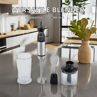 Mixeur Plongeant Électrique Multifonctionnel à Vitesse Variable pour Cuisine Domestique, Batteur à Œufs en Plastique avec Bouton Poussoir 2L
