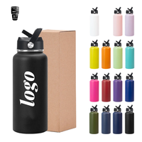Bouteille d'eau isotherme en acier inoxydable à double paroi de 950 ml avec logo personnalisé, large ouverture, sans BPA, pour le sport (vente en gros)
