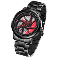 Montre-bracelet sport pour homme NS Never Stop N942, unique, à quartz rotatif, avec jante de voiture, étanche, bracelet en acier inoxydable, vente en gros