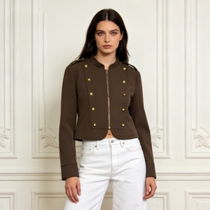 <strong>Women's</strong> <strong>Blazer</strong> Cropped Double Breasted Gold Button Casual Outerwear High Waist Cropped Jacket - Product Image 5