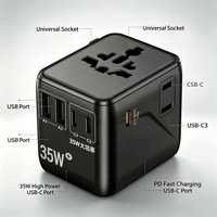 Prise de voyage multi-prises 2500W PD 35W, petite taille, adaptateur de voyage international avec logo personnalisé