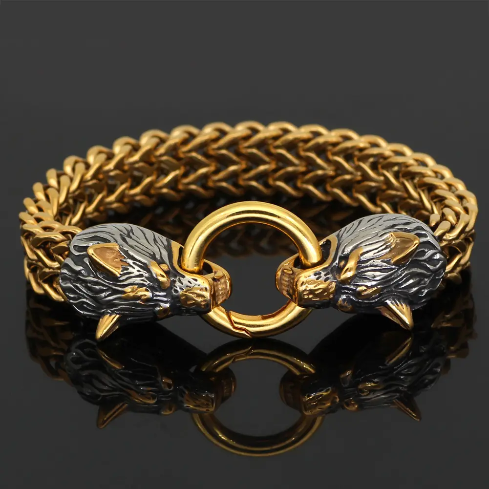Скандинавская мифология титановые стальные невыцветающие дизайнерские браслеты винтажные индивидуальные Викинги Волчья Голова роскошный браслет мужской браслет