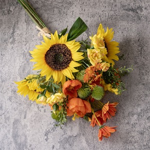 Bouquet de fleurs artificielles Sunny Wilderness en tissu tissé plastique pour décoration de mariage CF02157 - Product Image 3