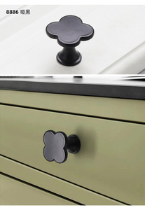 Single-Hole Pull Handle Simple Four-leaf Clover Colored Zinc Alloy Modern for Bedrooms Kitchen 96mm for Cabinets Wardrobes - Product Image 3