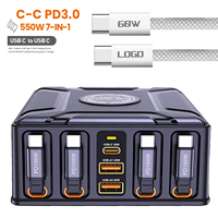 Estación de Carga 7 en 1 de 550W con Cable USB C Retráctil de 100W, Cargador Rápido GaN para MacBook Pro, iPhone 17, Samsung, Laptop y Tablet