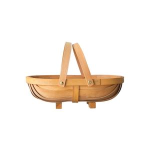 New Good Design Boat Shape Wooden <strong>Trug</strong> with Handle Wicker Rattan Bamboo Storage Bread Basket <strong>Plastic</strong> Boxed - Product Image 2