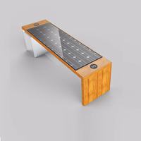 Table de meubles solaires intelligents à chargement sans fil pour l'extérieur, banc de patio en métal étanche pour les centres commerciaux et les hôpitaux.