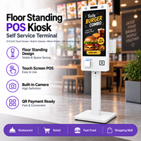 Kiosque de point de vente sur pied de 21,5 pouces avec écran tactile, terminal de libre-service, caméra, imprimante 80 mm, lecteur de code QR pour restaurant et commerce de détail