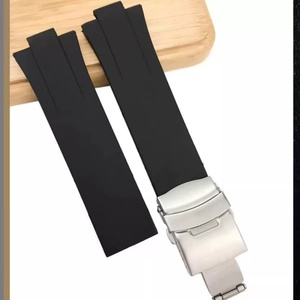 Pulseiras de Relógio de Borracha de Silicone Pretas Compatíveis com Oriss, Cintos de Substituição Confortáveis para Relógios Esportivos, Sem Logo, 24*11mm - Product Image 1