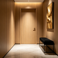 Porte intérieure en chêne de 50 mm d'épaisseur, porte à panneau plat, finition grain de bois, imperméable, insonorisée, pour hôtel, appartement