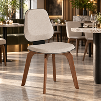 Chaise de salle à manger texturée en fibre d'avoine, dossier flottant, passepoil noir, structure en bois massif, pour restaurant, usage commercial, personnalisable, OEM, vente en gros, Chine