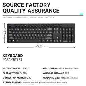 Teclado Delgado inalámbrico ultrafino de 2,4G klavye 104/105/107/109 teclado con tapa de gota de agua Compatible con escritorio antipolvo - Product Image 6