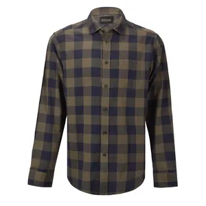 Mannen Casual 100% Katoenen Garen Geverfd Bruin Visgraat Plaid Mooie Lange Mouwen Shirt Voor Mannen