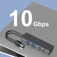 Hub USB 3.2 Guanchen 5-en-1 en alliage d'aluminium avec charge et transfert de données à 10 Gbit/s, station d'accueil portable, garantie 12 mois, en stock