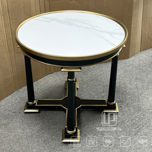 Supply Marble <b>Round</b> Corner <b>Table</b> Black and <b>Gold</b> Solid Wood Construction Coffee <b>Table</b> Italian Style Living Room Coffee <b>Table</b> Marb - Product Image 1