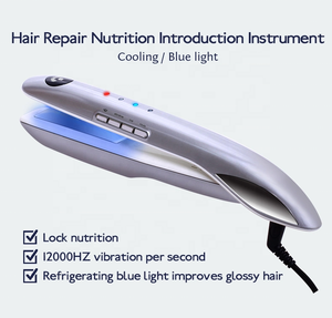 أحمر/أزرق فاتح للعناية بالشعر مكواة تسخين وتبريد علاج للإصلاح ، اهتزاز هرتز _ مشبك مجمد للعناية بالشعر - Product Image 2