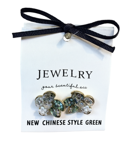 Bellissimi Orecchini Floreali Verdi in Stile Cinese, Gioielli Eleganti da Donna per Feste - Product Image 1