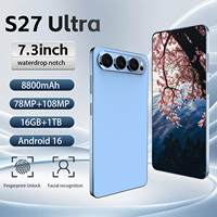 Téléphone S27 Ultra en gros, écran 7,3 pouces, stockage 16 Go + 1 To, appareil photo HD 108 MP, batterie 8800 mAh, smartphone Android 16 débloqué, GPS