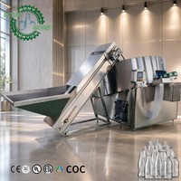 Système de désagrégeur de bouteilles automatique en ligne à capteur intelligent certifié CE ISO 3000-3000BPH en acier inoxydable SS304 pour bouteilles plates HDPE PET de 250-2000 ml