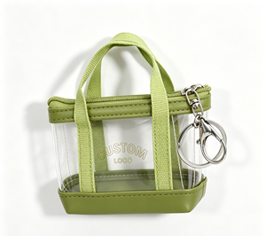Custom Printed Transparent Waterproof Mini Tote Design <b>Keychain</b> Bag Charm Ring Accessory for Backpack Car Key Holiday Gift - Product Image 1