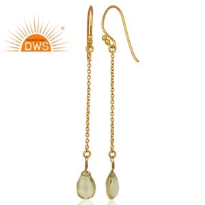 ต่างหูพลอยโทแพซทรงลูกแพร์ ชุบทอง พร้อมสายเงิน ผู้ผลิตและจำหน่ายเครื่องประดับ - Product Image 3