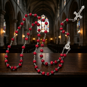 Blanco La San Judas Rojos Niños avec San Benito, en gros, de roses aux tons terreux, Israël, chapelet catholique haut de gamme - Product Image 3
