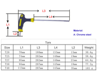 Clé Torx à poignée en T T20 T25 T27 T30 T40 avec trou de sécurité, tournevis à douille étoile, outils à main