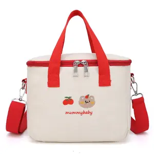 कस्टम लोगो उच्च गुणवत्ता वाले कैनवास बेबी बोतल आयोजक बैग यात्रा डायपर बैग माँ के लिए इंसुलेटेड कंधे मातृत्व बैग