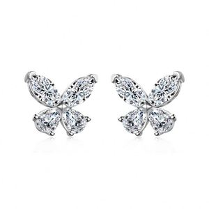 Boucles d'oreilles clous papillon Dylam en argent 925 avec pierres Moissanite D VVS1, design délicat, collection Printemps, bijoux de qualité supérieure - Product Image 1