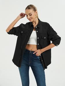 Long Sleeve Jeans Top Shirt Ladies Hole Ripped <b>Denim</b> Jacket <b>Coat</b> Women's Blouses Casual Lapel Top Winter <b>Coats</b> for Ladies Women - Product Image 4