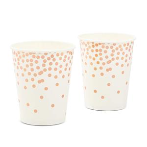 Gobelets de fête en papier recyclable à double paroi personnalisés - 50 unités 9oz Or Rose Confetti pour Whisky et Boissons Énergisantes - Product Image 4