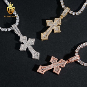 Pendentif <span class=keywords><strong>en</strong></span> argent sterling S925 tendance, motif <span class=keywords><strong>épée</strong></span> et croix, serti de moissanite VVS, style hip-hop, prix de gros, prêt à expédier, faible MOQ - Product Image 3