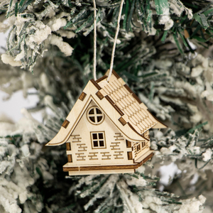 <span class=keywords><strong>Casetta</strong></span> di Natale in Legno Personalizzata, Tagliata al Laser, per Decorazioni da Appendere all'Albero - Product Image 1