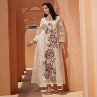 Robe Abaya NC78, nouveau style, en laine élégante, broderie en maille, robe ethnique musulmane, application artisanale lourde
