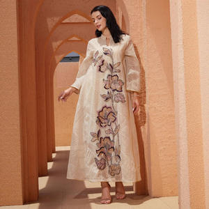 Robe Abaya NC78, nouveau style, en laine élégante, broderie en maille, robe ethnique musulmane, application artisanale lourde - Product Image 4