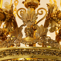 Jewellerytop Français Tout Cuivre Suspension Suspension Lumière Main Sculpture Bronze Lampe Hôtel Lobby Salon De Luxe En Laiton Lustre