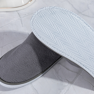 2023 Winter New Collection Ranbay Custom Disposable <strong>Slippers</strong> For Hotels Strip Coral Fleece 7mm EVA Sole Wholesale High Quality - Product Image 4