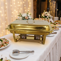 Hochwertiges 9L Edelstahl Chafing Dish Buffet-Set mit Brennstoffbehälter, goldener, bodenstehender Speisenwärmer für Restaurant- und Hotelservice