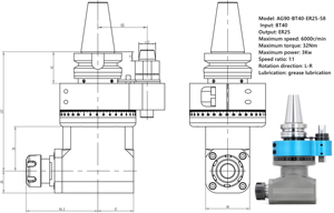 Cabezal Angular de Fresado Lateral de 90 Grados, Cabezal de Ángulo Recto BT/HSK/CAT/SK, Cambio Automático de Herramienta, Puede Guardarse en el Magazín de Herramientas - Product Image 2