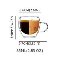 Verrerie de cuisine 85ml, 4 pièces, 6 pièces, 1 pièce, tasse en verre borosilicate à double paroi avec poignée