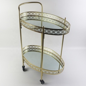 थोक धातु सेवा अंडाकार मिनी स्लाइवर सोने की सेवा करने वाला बार कार्ट फूड कार्ट - Product Image 5