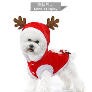 Pet Christmas Costume Reindeer Hoodie Warm Winter Outfit For Dogs <b>Cats</b> - Product Image 5