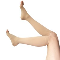 Chaussettes de compression unisexes à talon renforcé, soutien de la circulation, hauteur genou, à bout ouvert, 30-40 mmHg, pour hôpital