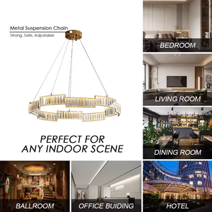 Iluminación moderna sala de estar Dormitorio lámpara de lujo anillo de oro conectado luz colgante de cristal - Product Image 4