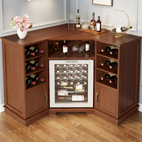 Armoire de rangement moderne pour cave à vin et bar, cadre en bois, portes coulissantes, panneau arrière en MDF miroir, composants en fer durables et écologiques