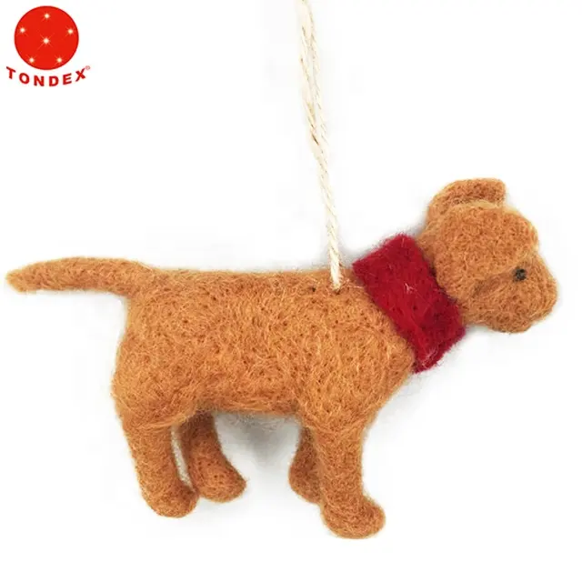 Adornos de árbol de Navidad, adornos festivos, colección de perros de lana
