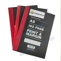 Vente chaude 192 pages livre de compteur à couverture rigide A5 Feint & Margin 2 Quire cahier noir avec paperasserie pour l'écriture des étudiants de l'école