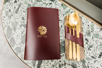 Conception de logo personnalisée, couvertures de menu en cuir véritable, porte-documents, cuir bronze/noir mat, restaurants, hôtels, standard
