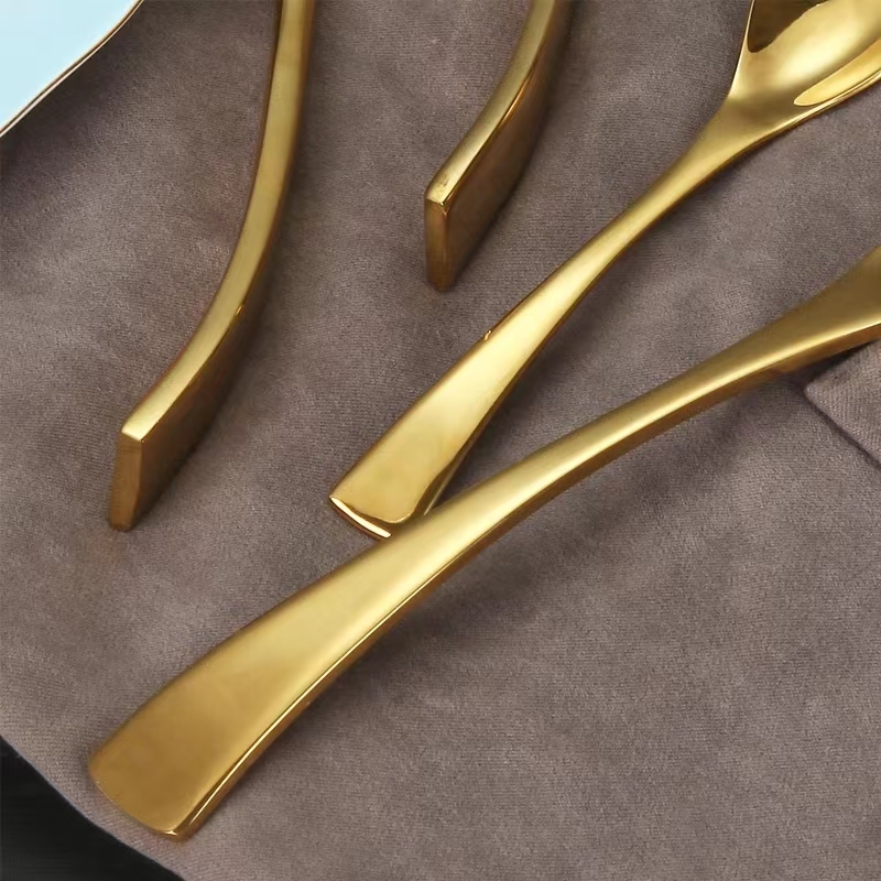 Modern Luxury Matte Gold Flatware Knife Fork Spoon Golden Plated Stainless Steel 304 Cutlery Set for Wedding · image 4